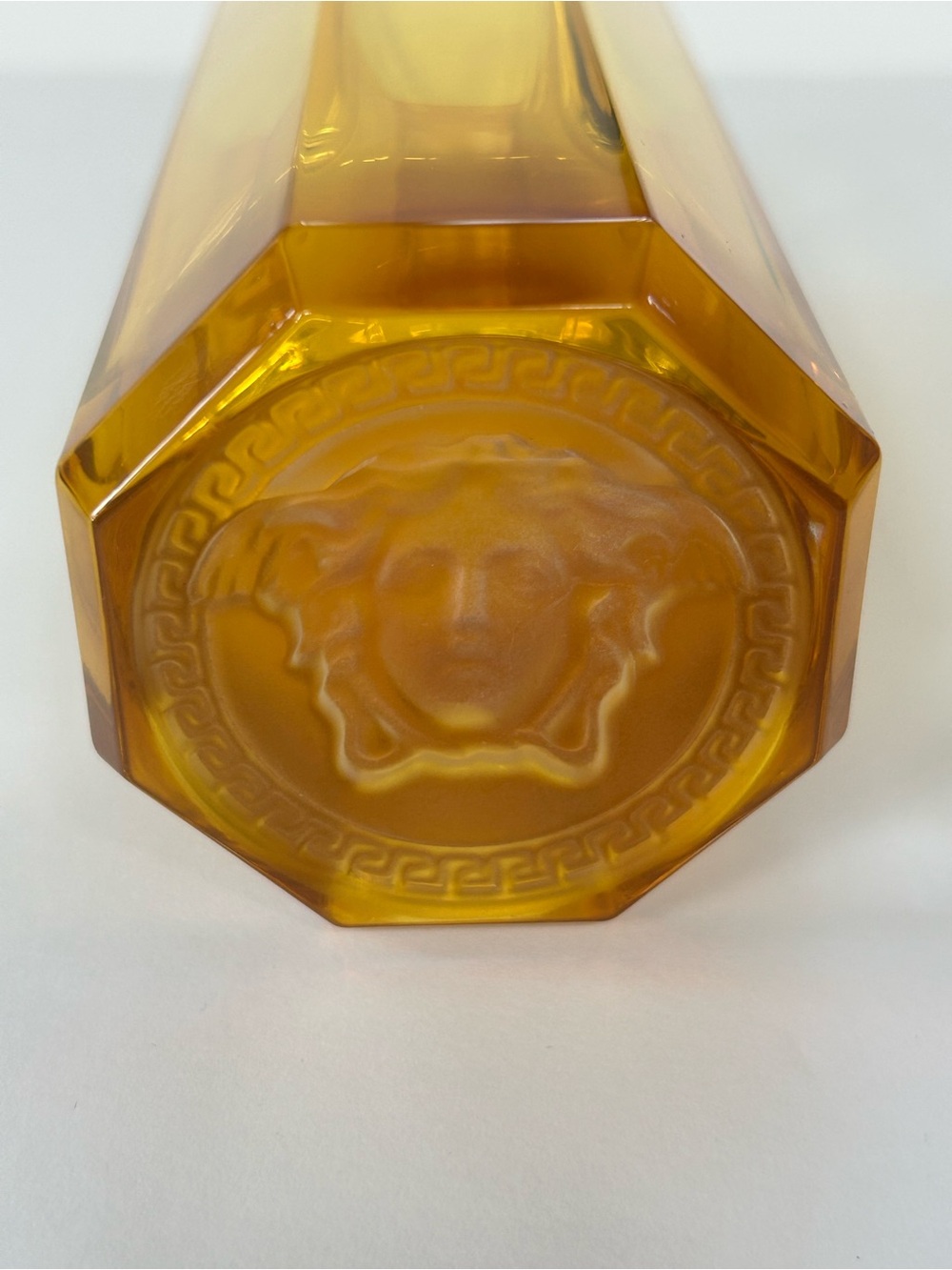 Versace Amber Yellow Octagonal Glassware with Medusa Medallion. Set of 6!